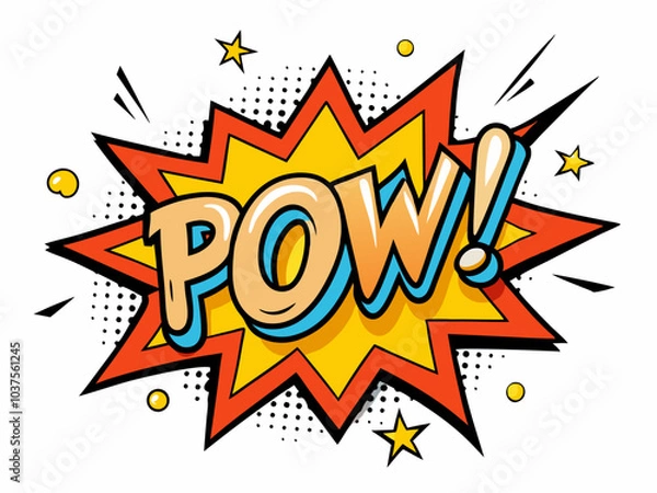 Obraz Comic effect line elements, featuring classic speech bubbles with word "pow". Vector art