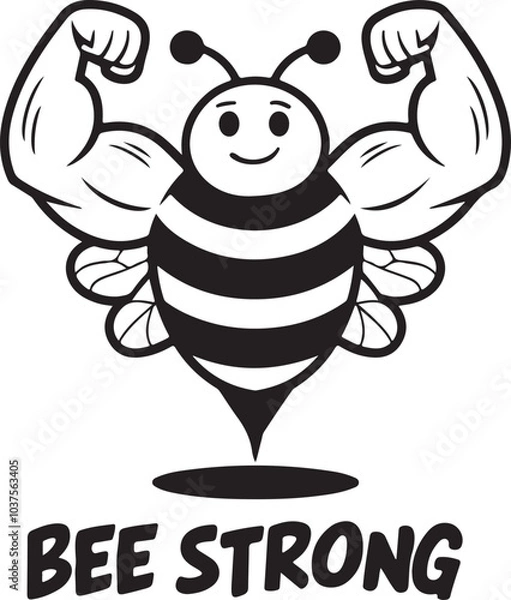 Obraz silhouette bee strong vector illustration.