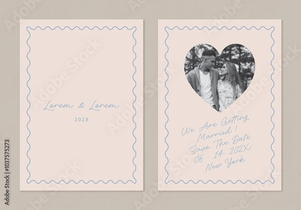 Obraz Photo Save the Date Invitation with Heart Shape Layout