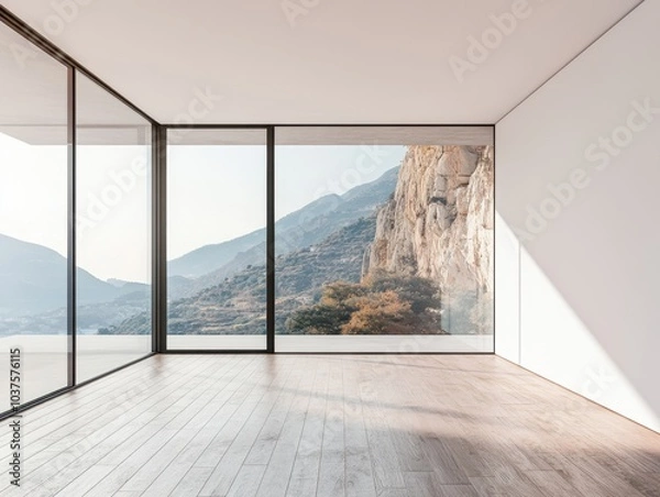 Obraz A large room with a mountain view