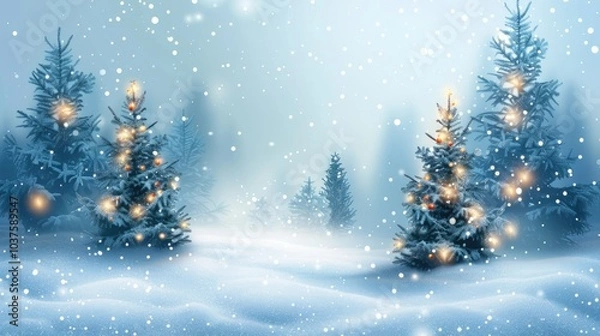 Fototapeta christmas tree with snow