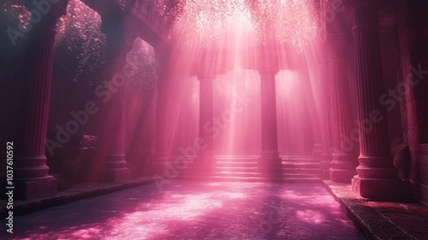 Fototapeta Enchanted underwater ruins a dreamlike oasis with ethereal light and serene reflections in a mystical setting