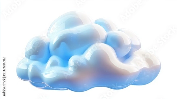 Fototapeta Abstract blue and white cloud design on a light background. Digital illustration with a surreal touch.