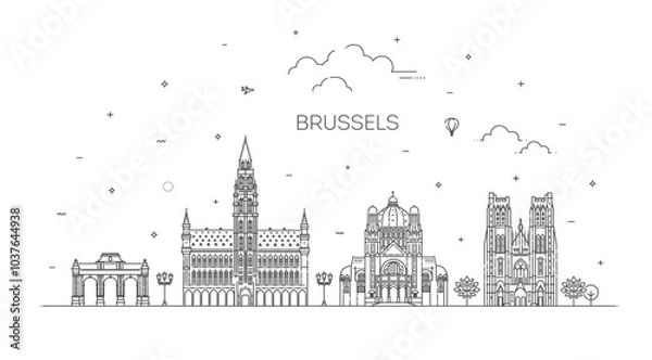 Obraz Brussels City Line View. Vector illustration