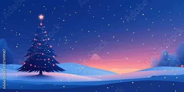 Fototapeta Fundo de natal em tons de azul e vermelho com árvore de Natal e espaço para texto e conteúdos