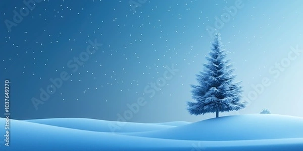 Fototapeta Fundo de natal em tons de azul com árvore de Natal e espaço para texto e conteúdos