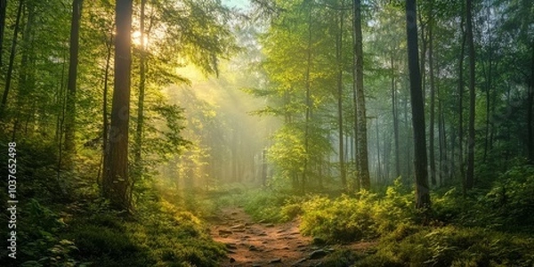 Fototapeta A wide, scenic view of a forest.