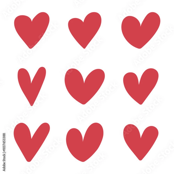 Obraz Vector Hand Drawn Heart Icon Set