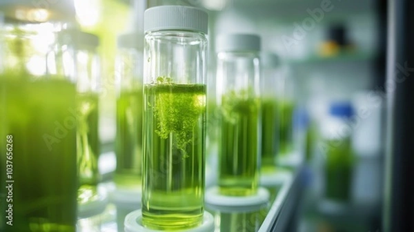 Fototapeta green algae technology science research in laboratory