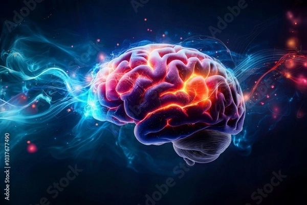 Fototapeta Vibrant Artistic Rendering of Brain Waves