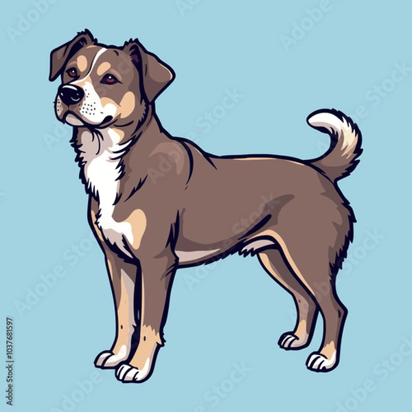 Obraz Dog Full Body with Cartoon Style For Logo and Illustration. Vector Icon Illustration Animal Icon Concept Isolated Premium Vector. Flat Cartoon Style.