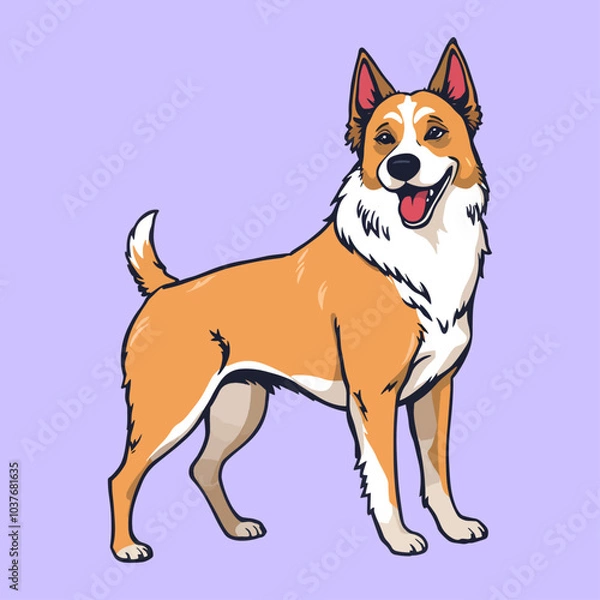 Obraz Dog Full Body with Cartoon Style For Logo and Illustration. Vector Icon Illustration Animal Icon Concept Isolated Premium Vector. Flat Cartoon Style.