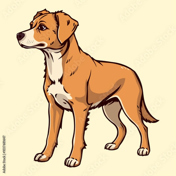 Obraz Dog Full Body with Cartoon Style For Logo and Illustration. Vector Icon Illustration Animal Icon Concept Isolated Premium Vector. Flat Cartoon Style.