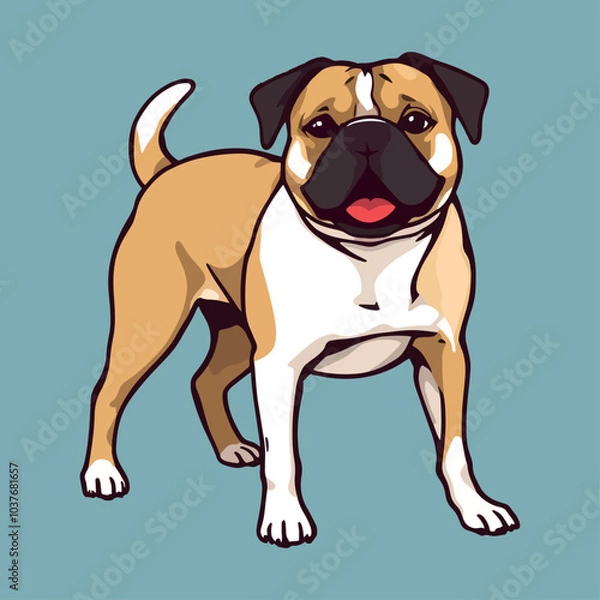 Obraz Dog Full Body with Cartoon Style For Logo and Illustration. Vector Icon Illustration Animal Icon Concept Isolated Premium Vector. Flat Cartoon Style.