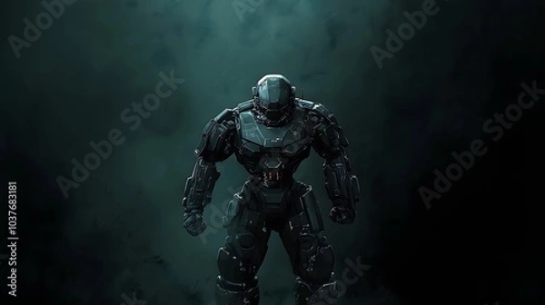 Fototapeta Full body picture of a neocyber soldier