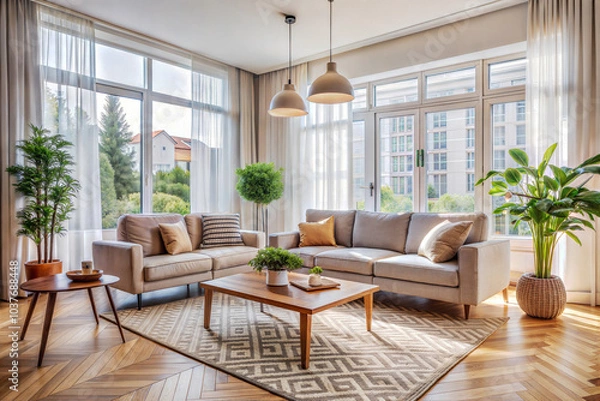 Fototapeta Bright and Airy Living Room