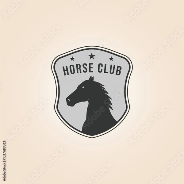 Fototapeta silhouette head horse for stable badge logo vector illustration design