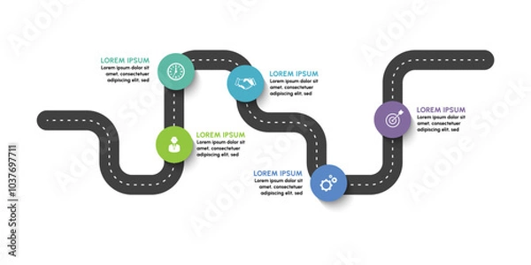 Obraz Business road map timeline infographic icons designed for abstract background template