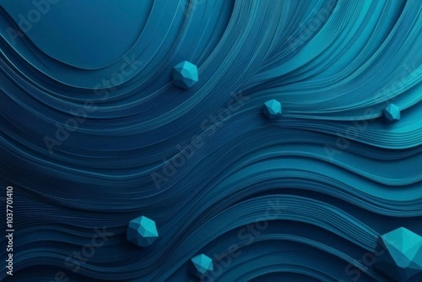 Obraz Abstract 3D Blue Pattern with Geometric Shapes