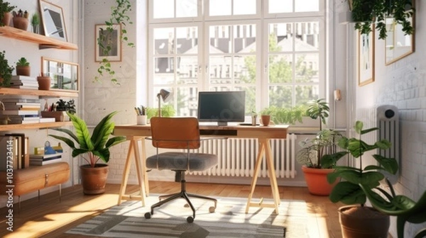 Fototapeta Home Office with Natural Light