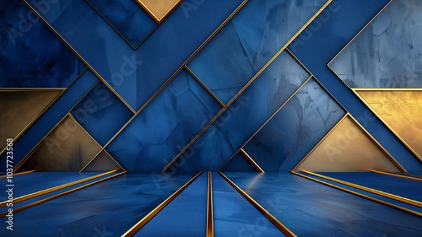 Obraz Luxury Elegant Blue and Golden Showroom for Product Display