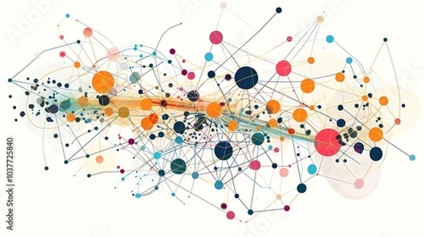 Fototapeta Abstract Network of Connected Dots and Lines
