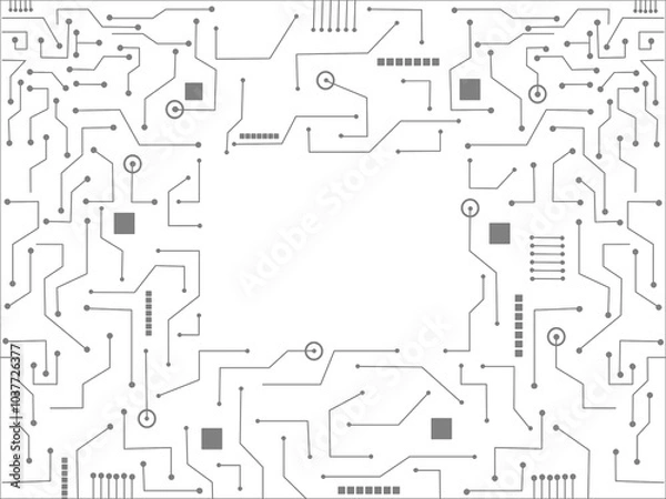 Fototapeta Geometric background and high tech circuit board connection system