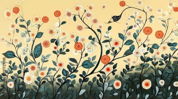 Obraz Orange Floral Grunge Texture Background