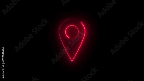 Fototapeta glowing map pin, location symbol neon illustration on black background