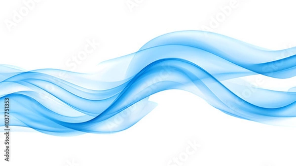 Fototapeta Elegant Flowing Blue Waves on transparent bg Background, transparent bg