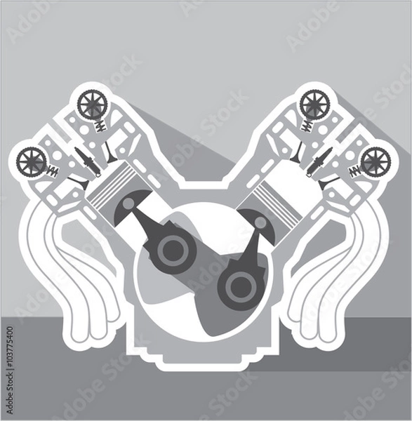 Fototapeta V8 engine cross section 