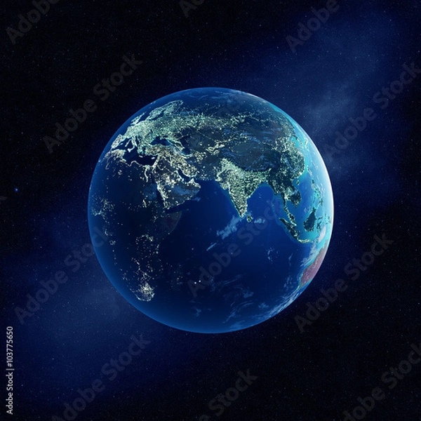 Obraz Earth with city lights at night