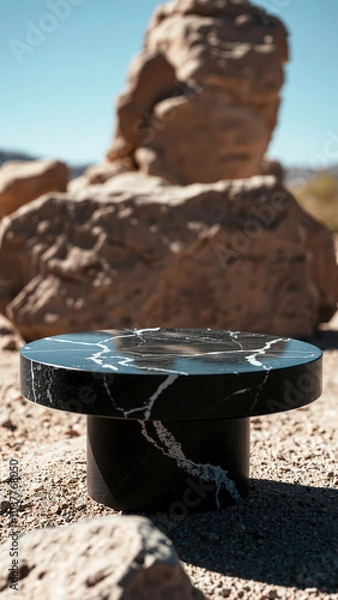 Fototapeta polished marble table a desert landscape