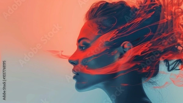 Obraz Abstract Portrait with Colorful Smoke Effect