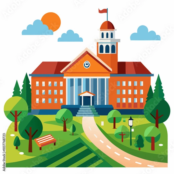 Obraz college building on a white background