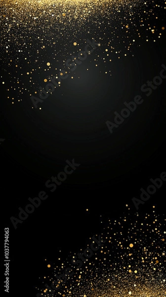 Fototapeta Glittering gold on a black background, blurred light effects, sparkling, bokeh effect,  a luxurious and glamorous style.  AI generation.