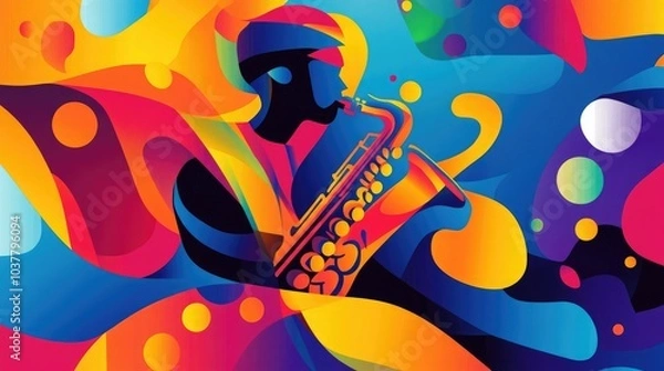 Fototapeta Abstract poster art for a jazz music performance