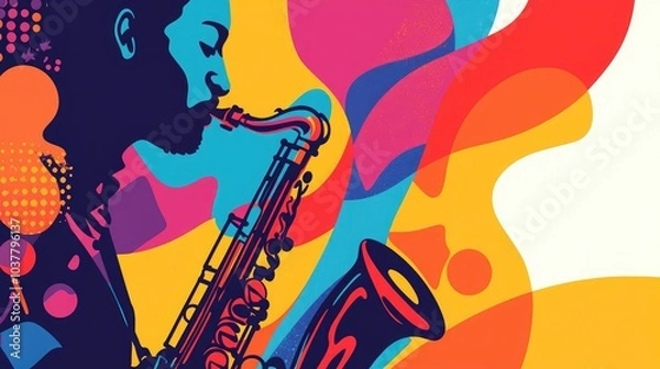 Fototapeta Abstract poster art for a jazz music performance