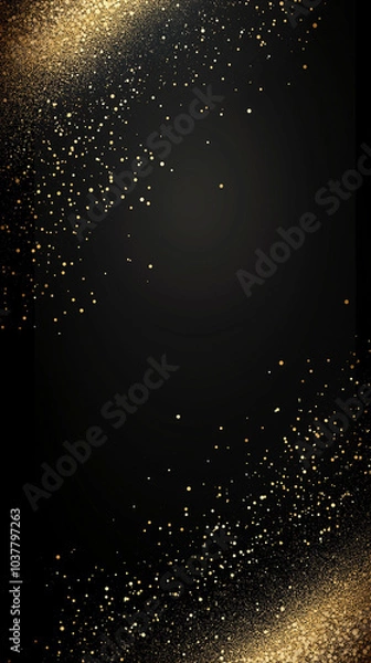 Fototapeta Glittering gold on a black background, blurred light effects, sparkling, bokeh effect,  a luxurious and glamorous style.  AI generation.