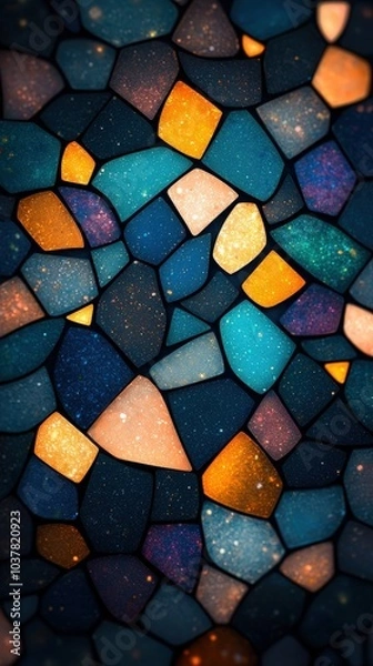 Fototapeta Abstract mosaic backdrop featuring vibrant colors and random designs