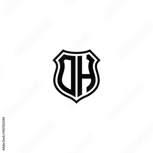 Fototapeta DH monogram logo design letter text name symbol monochrome logotype alphabet character simple logo