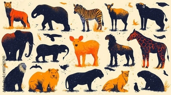 Obraz Bold Typography Poster with Endangered Animals Design