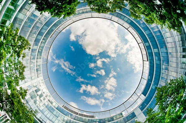 Obraz Upward view of office building from patio
