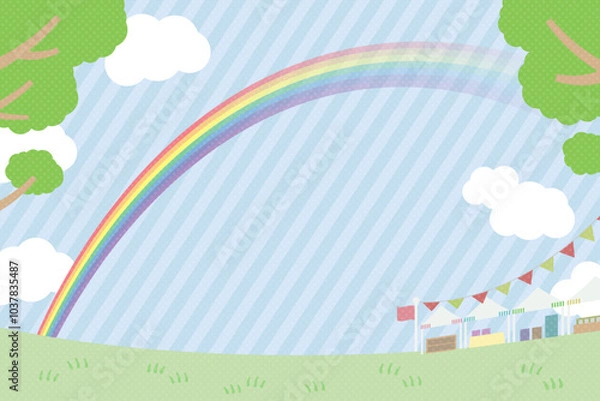 Obraz マーケット・虹の架かった青空