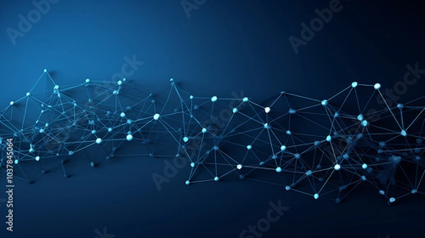 Fototapeta 3D Network Connections with Plexus Design on Blue Background – Abstract Technology Communication Concept.