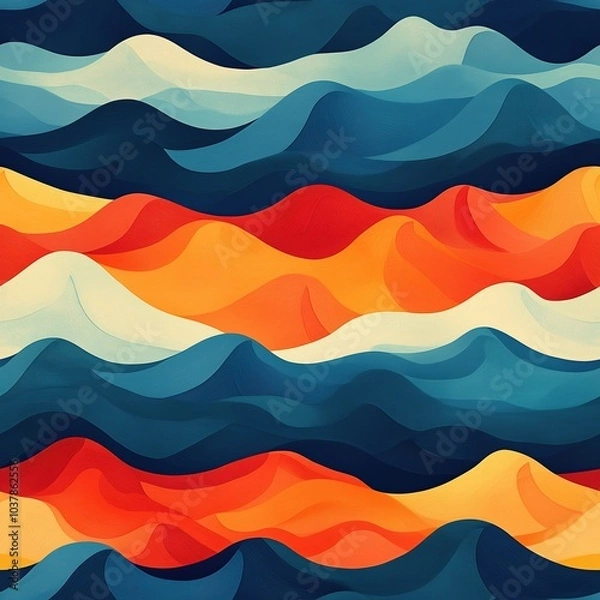Fototapeta Vibrant Thai Pattern with Layered Waves Design