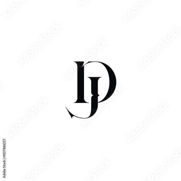 Fototapeta DJ monogram logo design letter text name symbol monochrome logotype alphabet character simple logo
