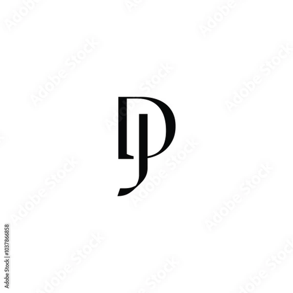 Fototapeta DJ monogram logo design letter text name symbol monochrome logotype alphabet character simple logo