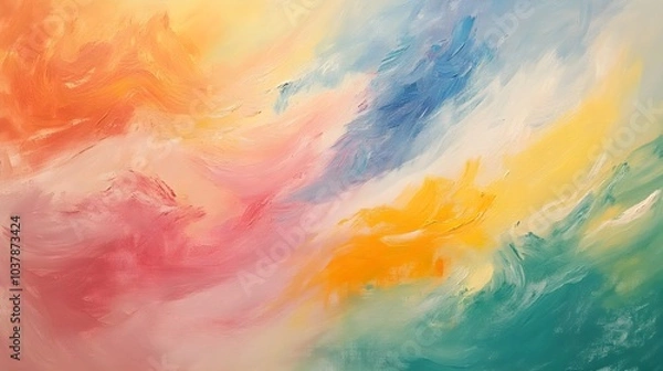 Fototapeta Abstract Oil Painting Background   Colorful Swirls and Strokes