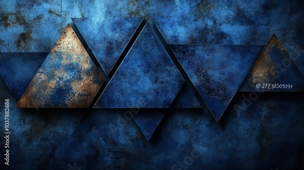 Obraz Abstract blue geometric background with triangular shapes artistic composition ideal for digital designs presentations and modern graphic projects. Generative AI